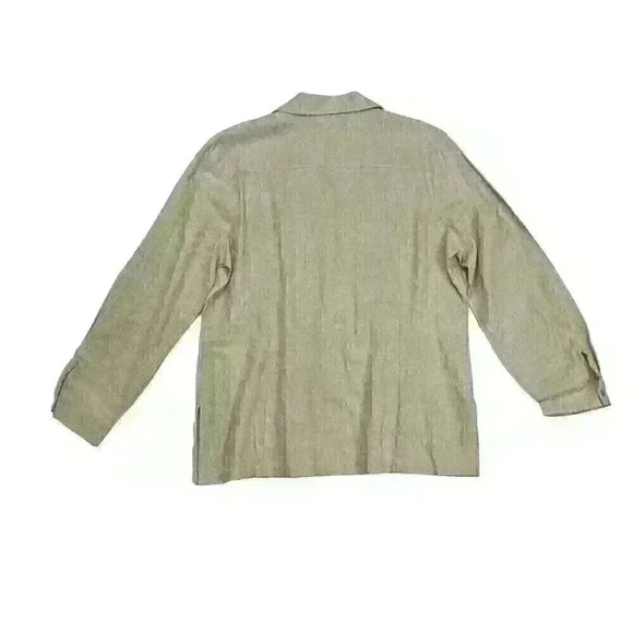 Sag Harbor VTG Womens LG/XL Tan Button Up Blouse and Pants 2 pc Set Linen Blend - Picture 8 of 16